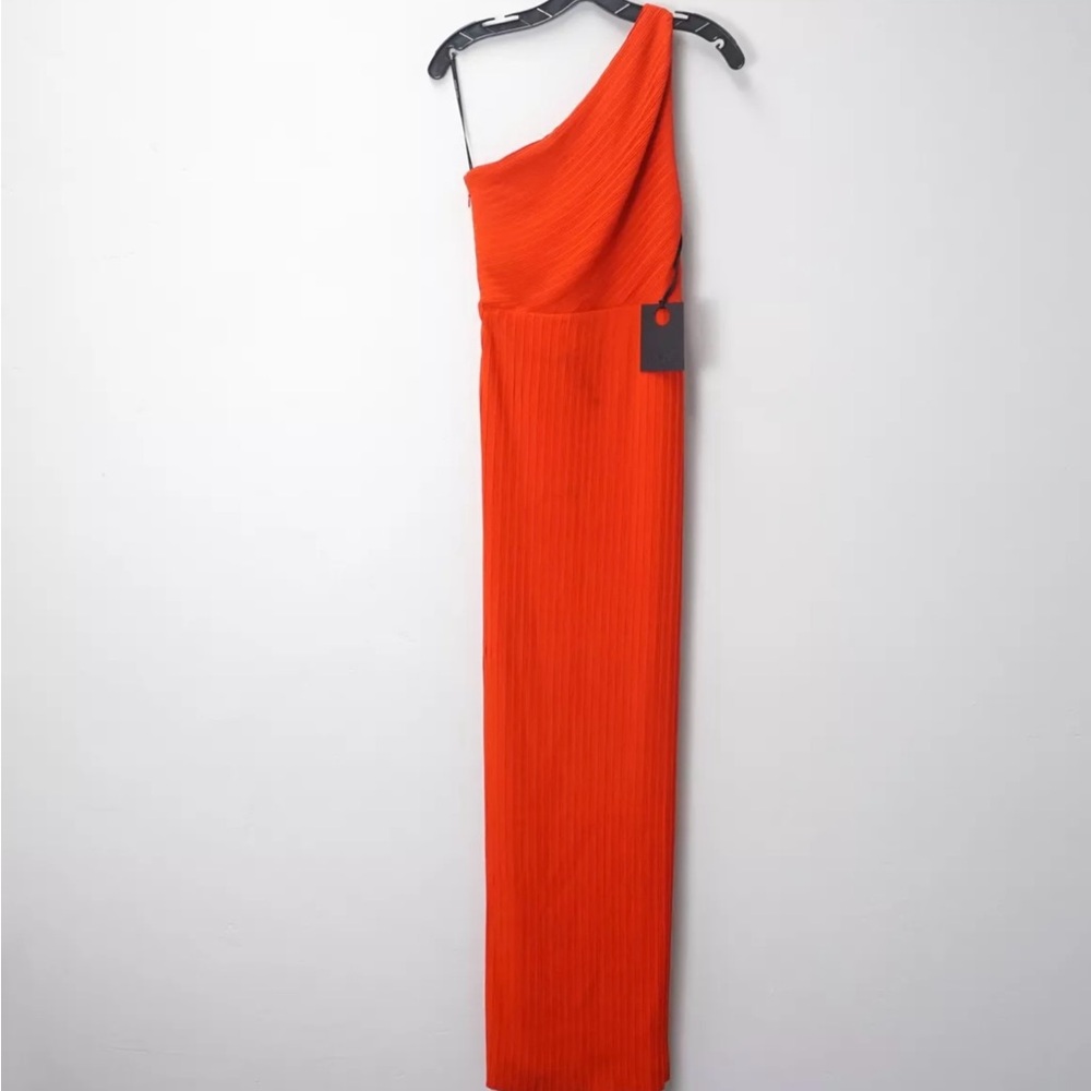 Solace London Adira One Shoulder Red Pleated Maxi Dress Women's Size US 2